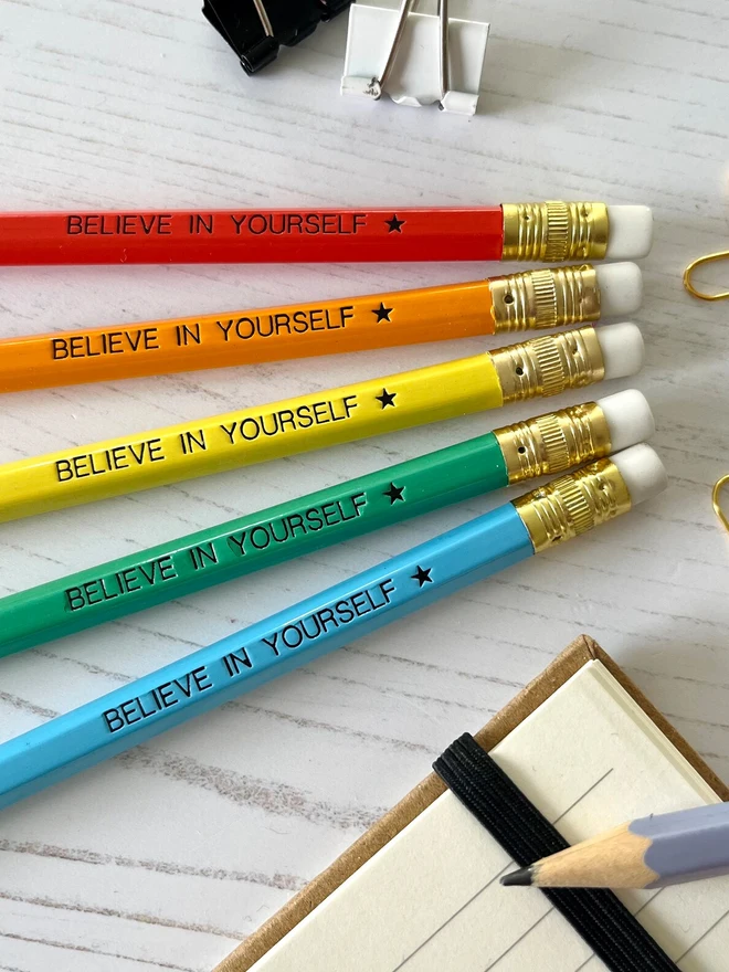 'Believe In Yourself' Pencils (Set Of 5 Or 10)
