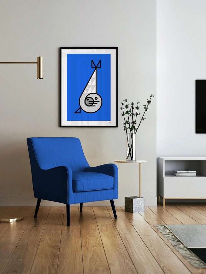 Seal on Blue framed art by British artist Bert Fowler
