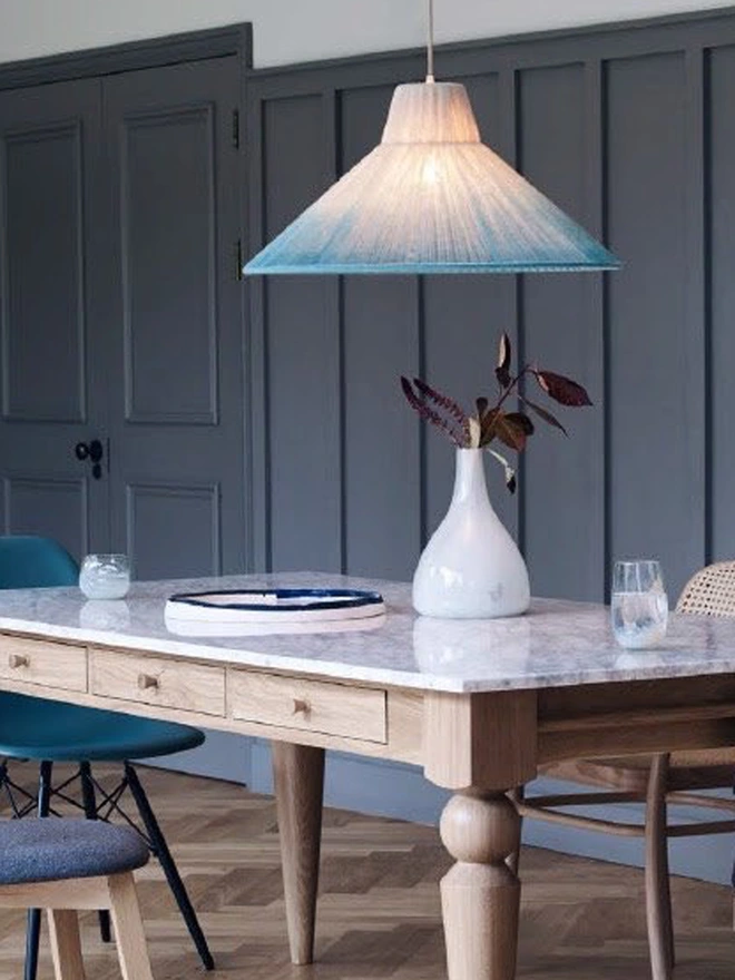 Fan Aqua Dip Dyed lampshade (photo credit Heals)