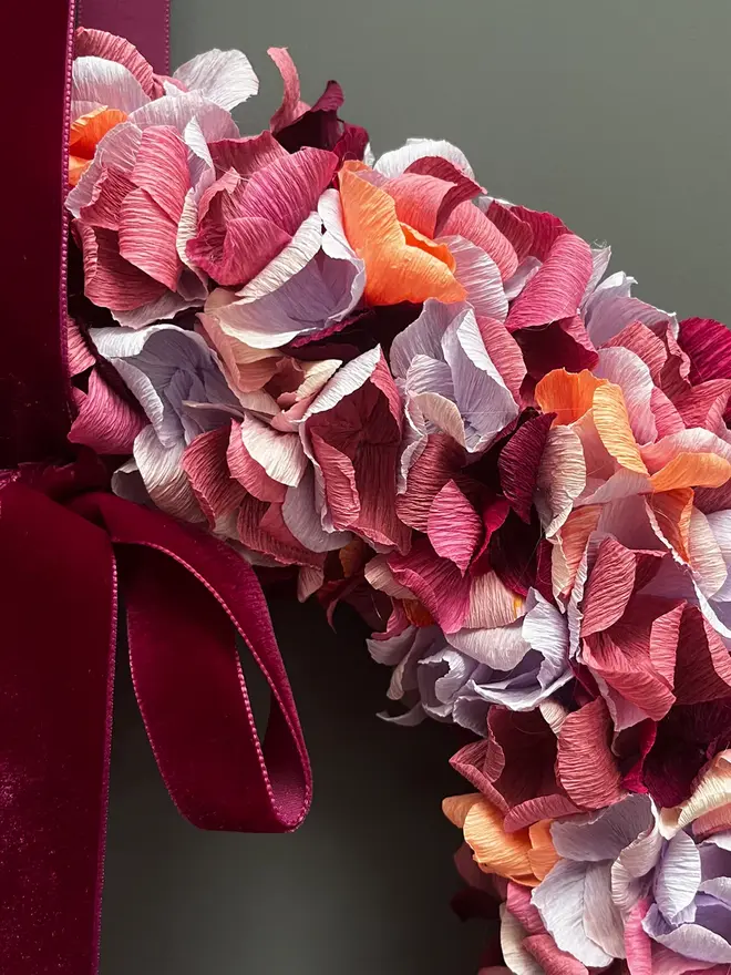 Autumnal Mix Crepe Paper Christmas Wreath