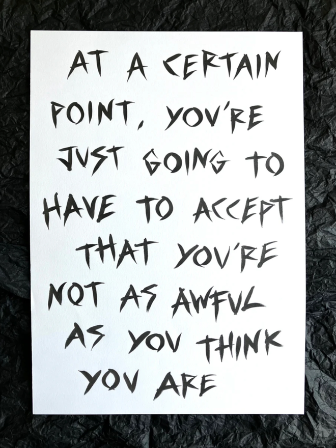 'At a Certain Point' painting. Black ink on white paper.