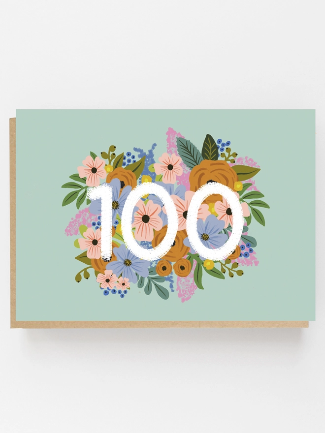 floral 100th birthday card