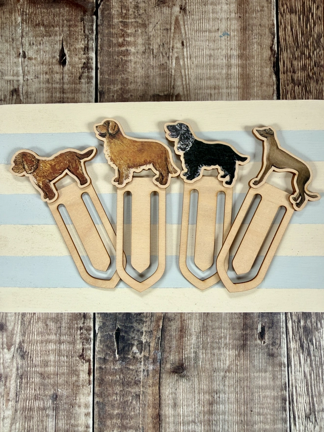 Dog breed wooden bookmarks cockapoo, cocker spaniel, whippet , golden retriever 