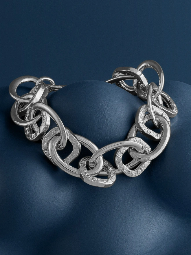 Silver Textured Chain Bracelet