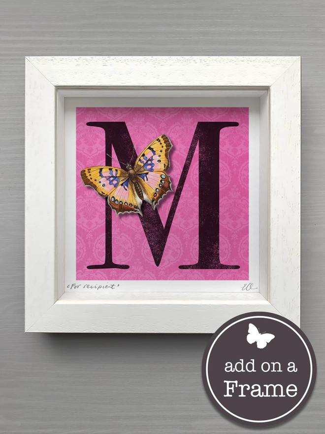 high quality 'letter' butterflygram card box frame option