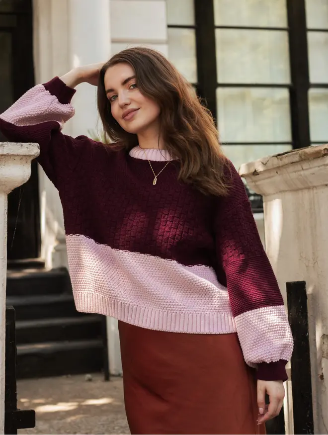 Taz Two Tone Jumper Burgundy