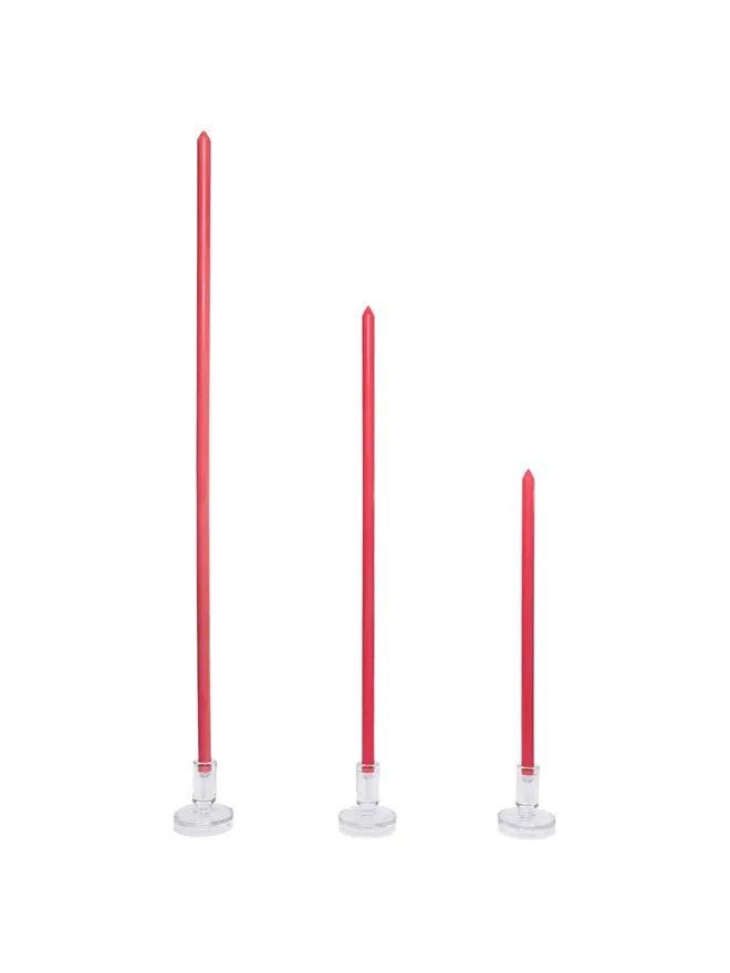 rhubarb taper candle pair