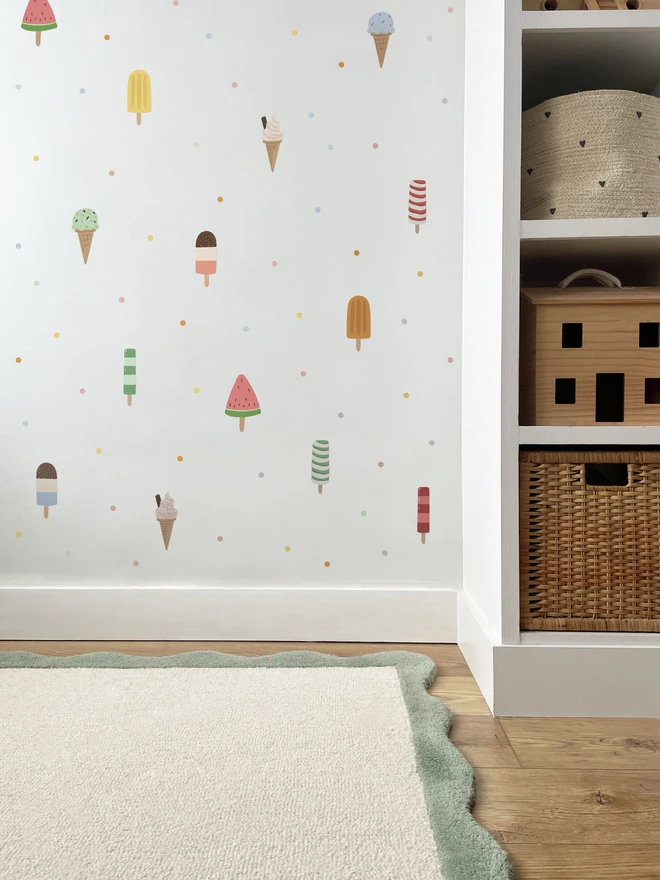 Ducks In A Row Ice Lolly Fabric Wall Stickers Girls Bedroom Storage