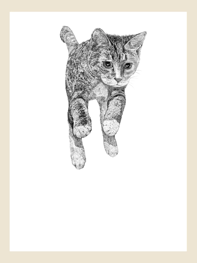 Artwork of cat jumping art print