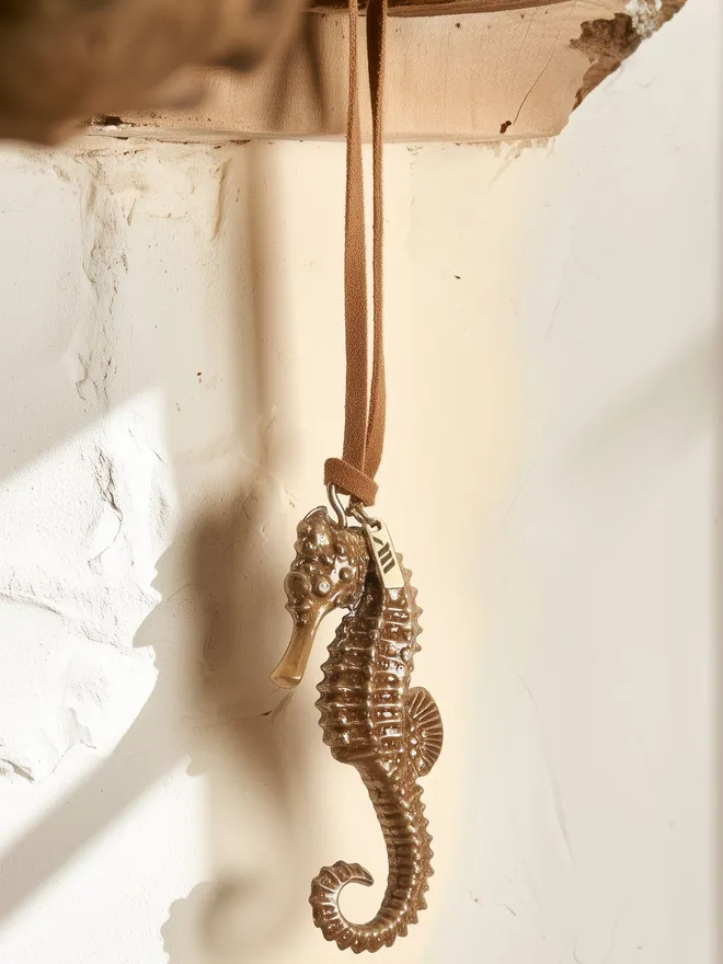 Seahorse Christmas Hanging Decoration with suede cord