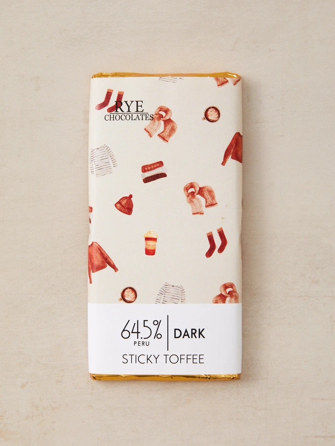 Sticky Toffee Dark Chocolate Bar - 64.5% Peruvian