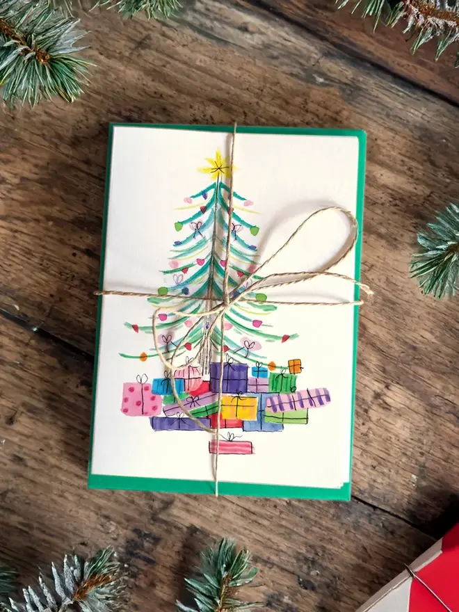christmas tree christmas card pack