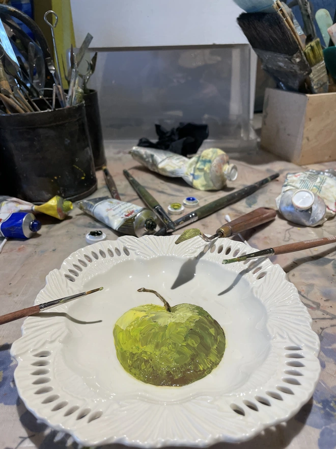 painting in the studio