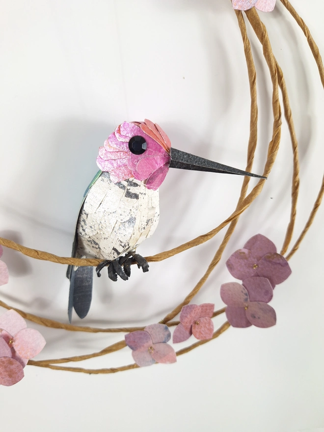 close up of pink hummingbird wall art