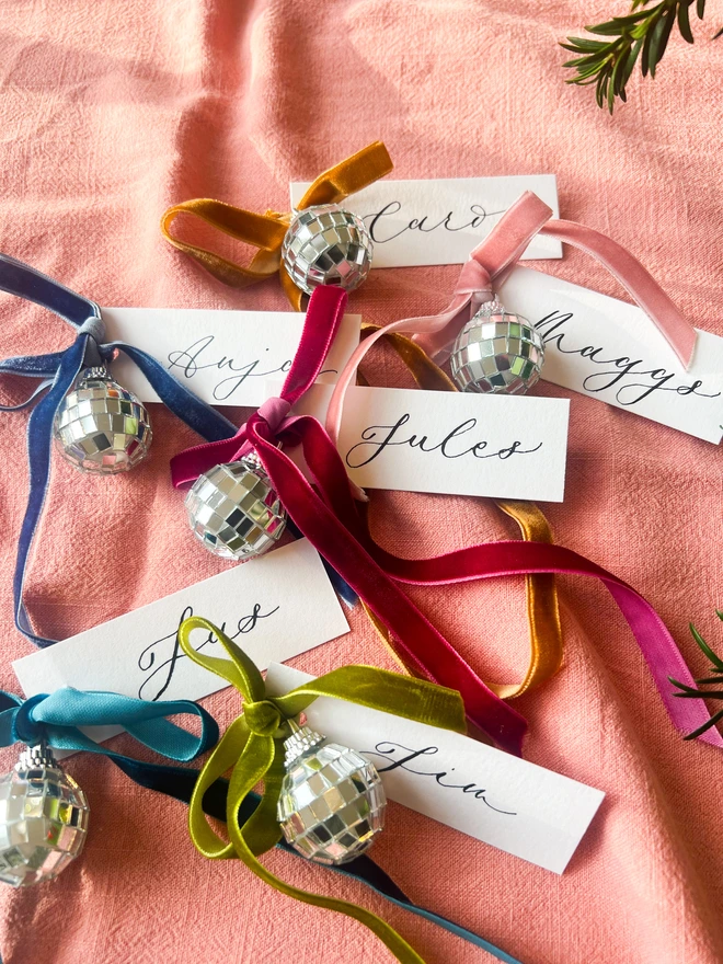 Personalised Calligraphy Christmas Colourful Place Cards