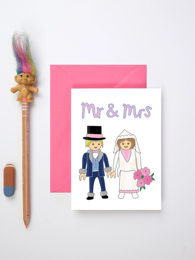 Cute Wedding Card For Mr and Mrs