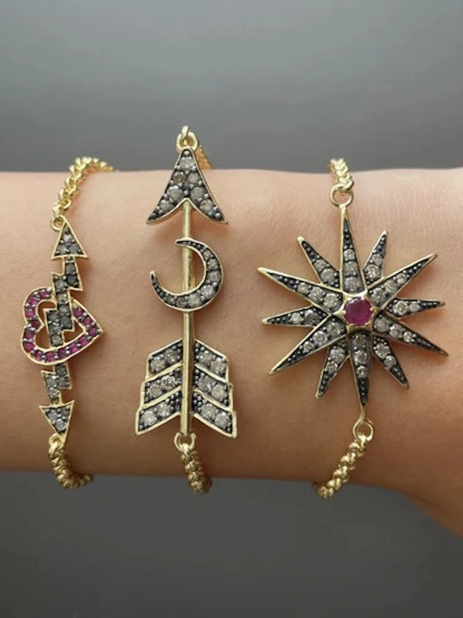 The Louise Bracelet - Diamond Arrow and Moon Regular price