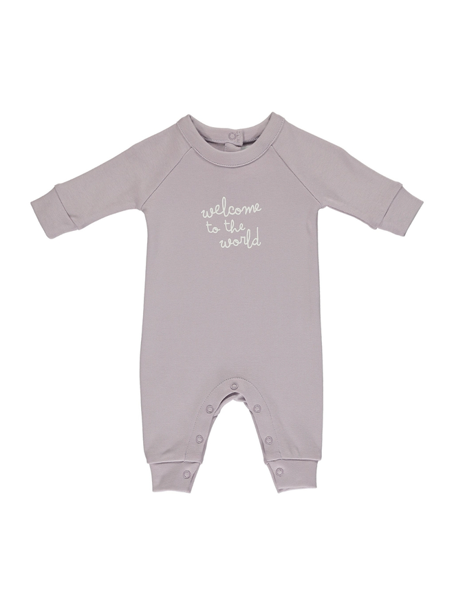 lilac welcome to the world baby onesie