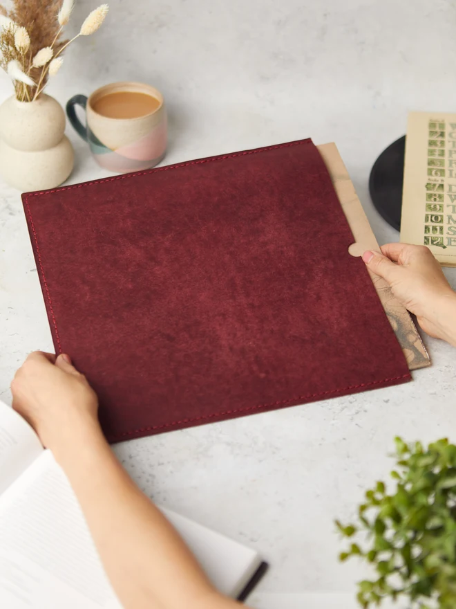 Dark Red Pueblo Leather Vinyl Sleeve