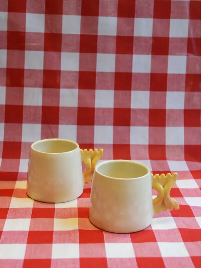 Alice Makes Pottery handmade farfalle pasta espresso cup tapered couple
