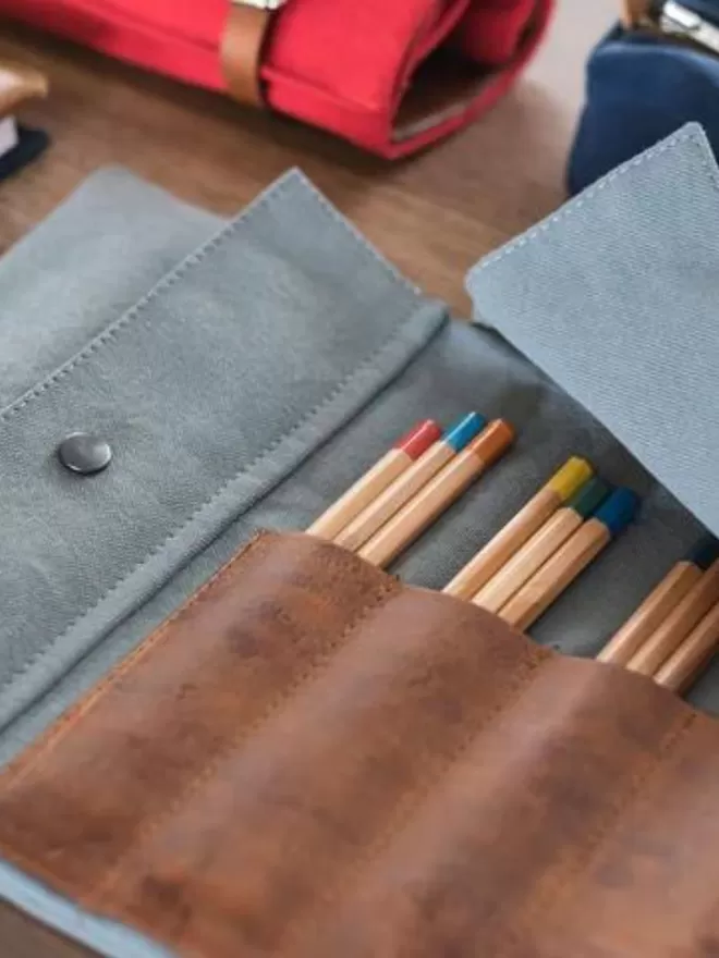 Small Canvas & Leather Tool Roll