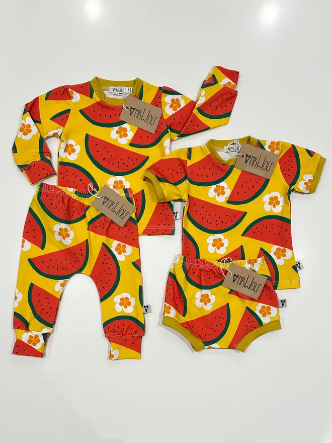Tropical Watermelon. print fun baby and toddler shorties, shorts, bloomers
