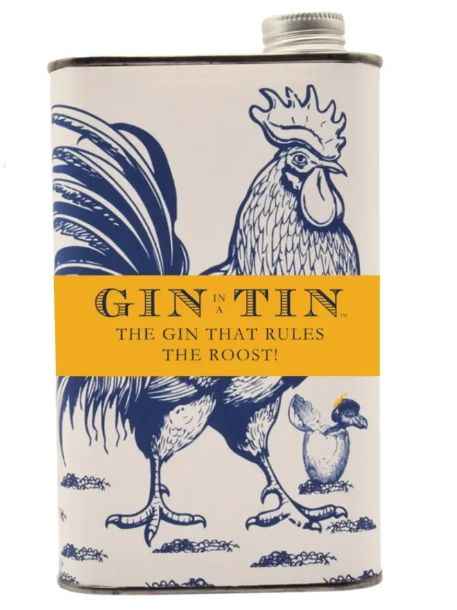 Gin In A Tin - 50cl Tin - London Dry Gin No.9 - Cockerel Tin Design Personalised - Cut Out Image