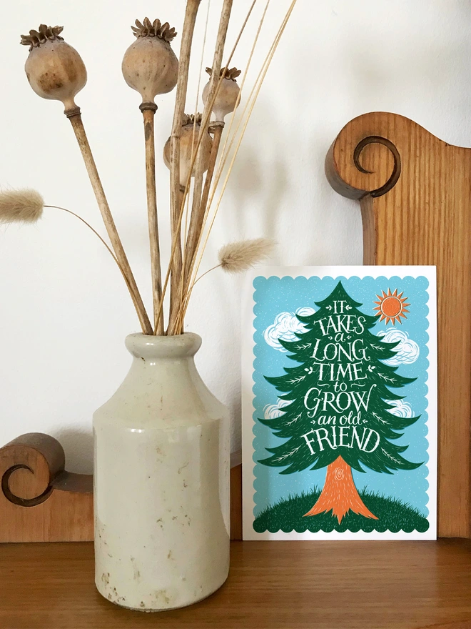 friendship card with dried seedheads