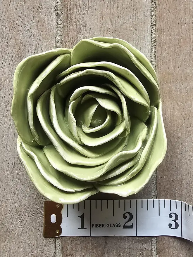 willow sage olive green ceramic peony rose flower for wall art decor pottery gift for ceramic lovers 