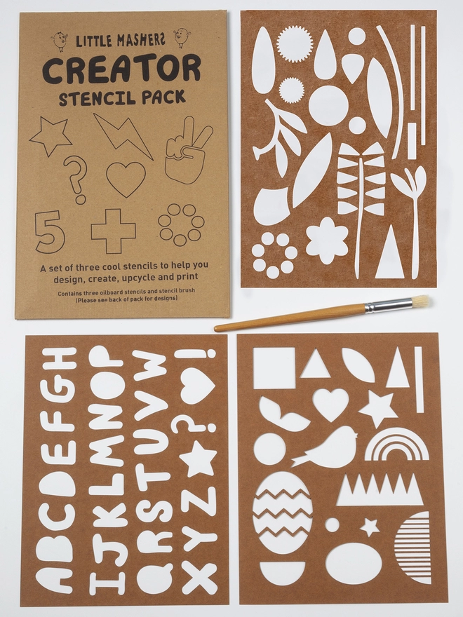 Pack of nature alphabet and spring stencils