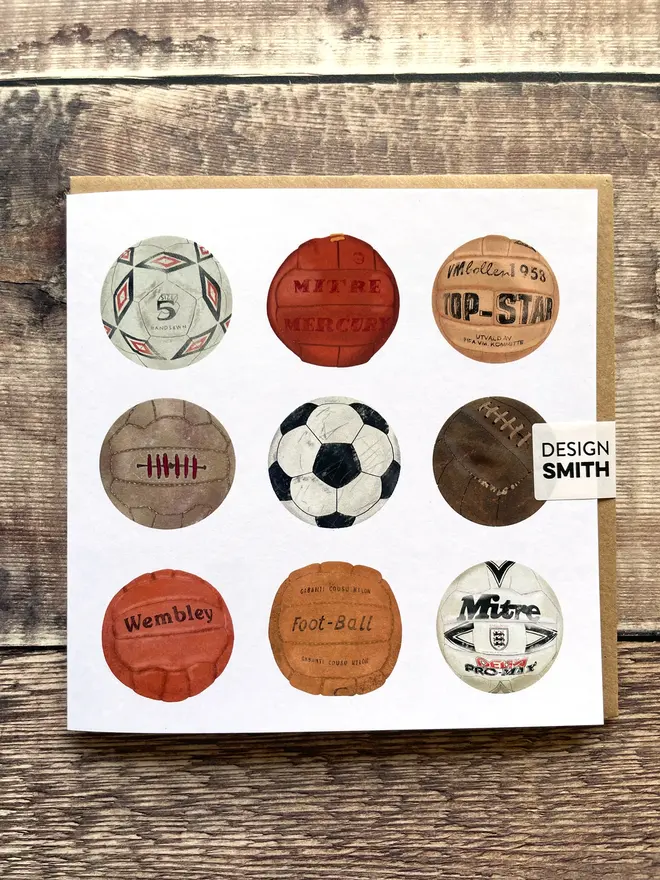 Football Blank Greetings Card, paired with a brown envelope 