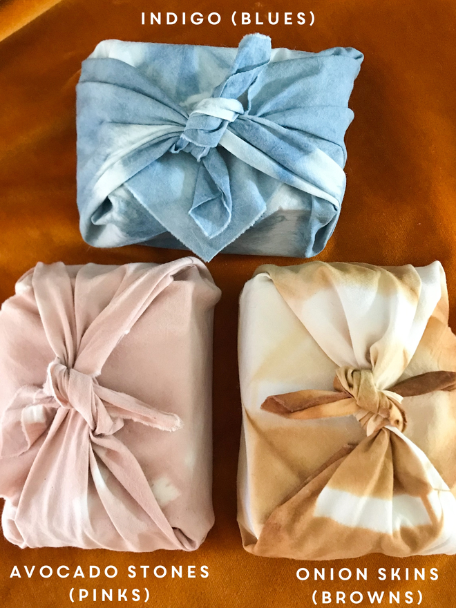 Soap In Naturally Dyed Cotton Wrap Furoshiki Gift colour choices