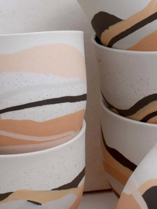 Desert Dreamlands Mug. A close up of mugs from the same collection with slightly different decoration.