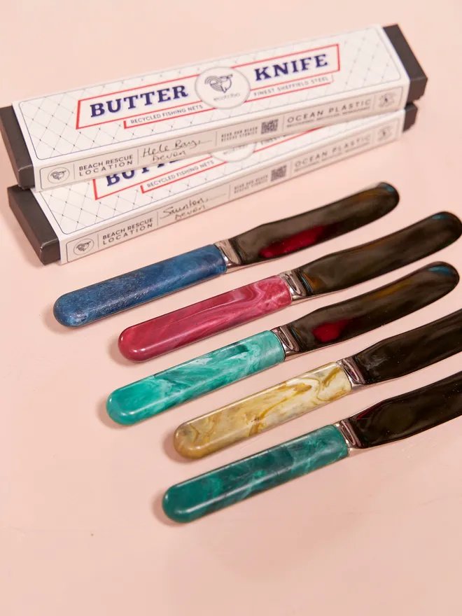 Recycled Plastic Butter knives group shot 