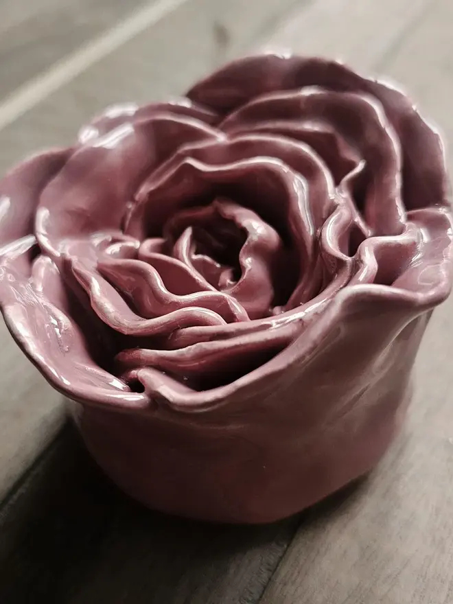 dusty dusky pink ceramic peony rose flower for wall art decor pottery gift for ceramic lovers