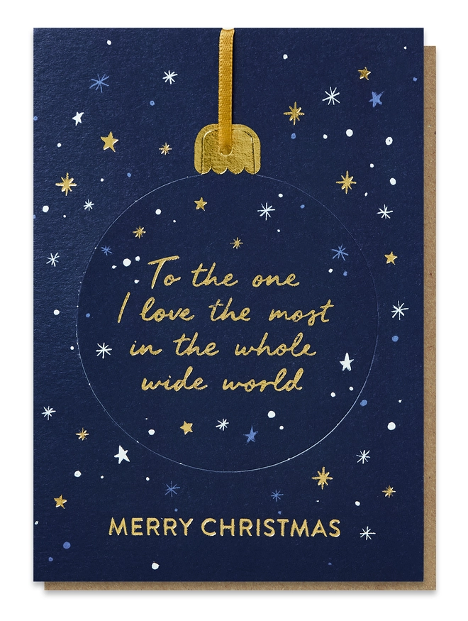 One I Love pop-out bauble card.
