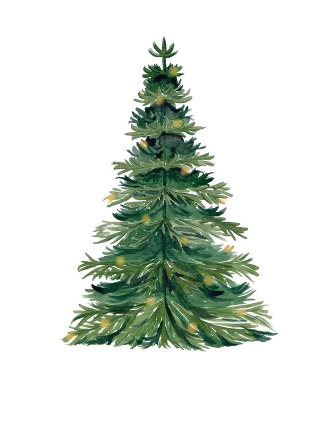 Christmas Tree Watercolour With Calligraphy Wall Art