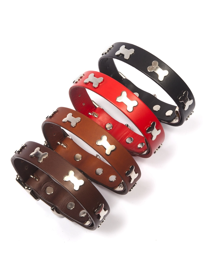 Creature Clothes Silver Bone Studded Dog Collars
