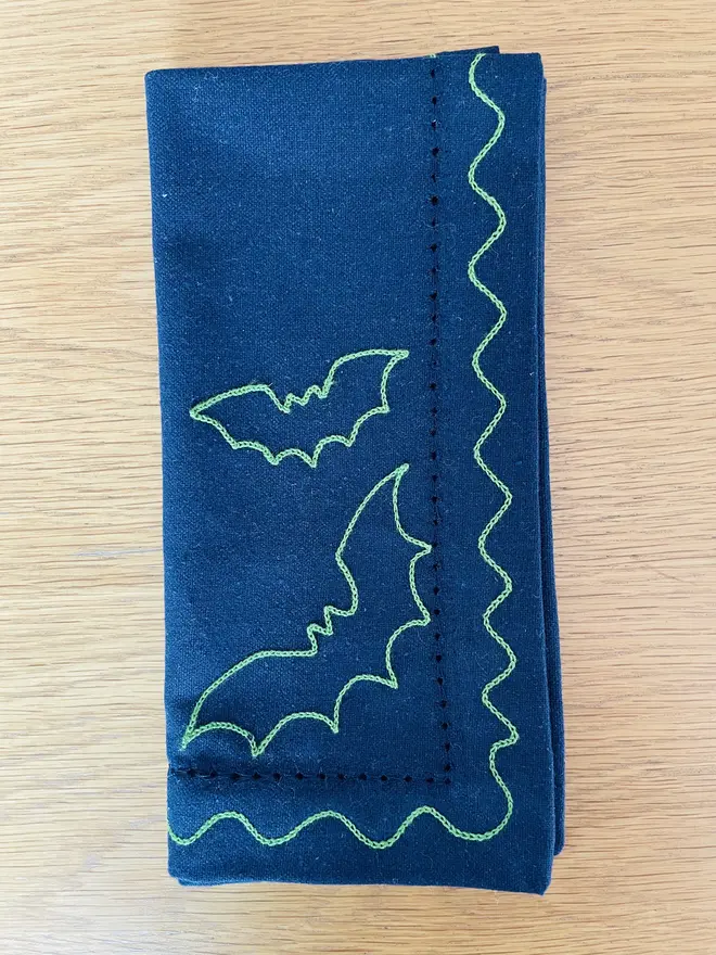 embroidered bat napkin