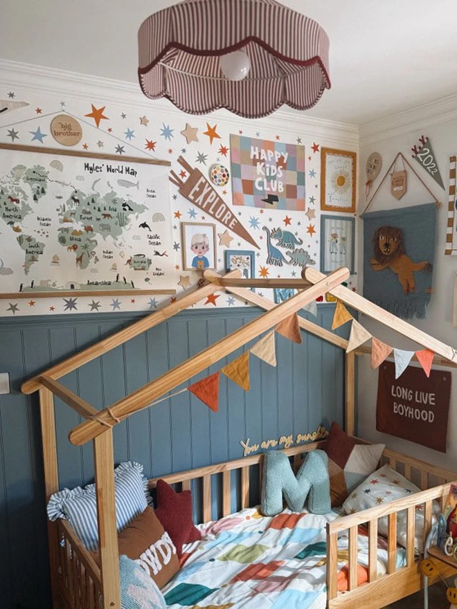 Ducks In A Row Warm Winter Star Wall Stickers in boys bedroom with stylish wall decor