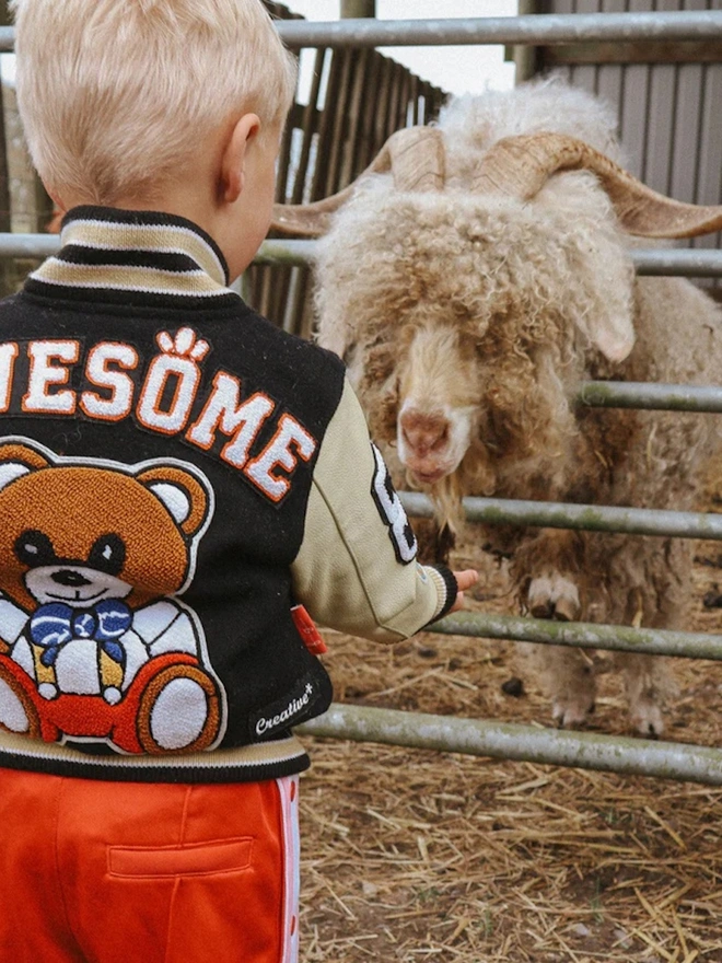 Awesome Letterman Black Front Zip Jacket 