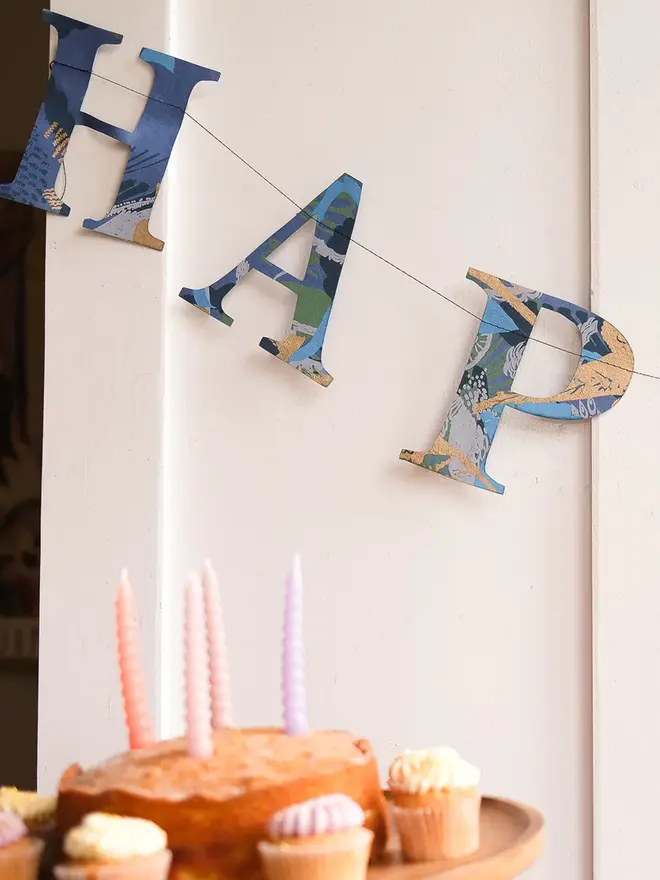 happy birthday blue paper garland decoration