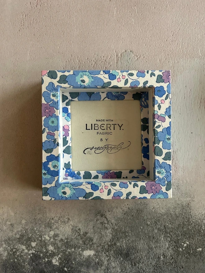 Liberty fabric blue Betsy mini frame