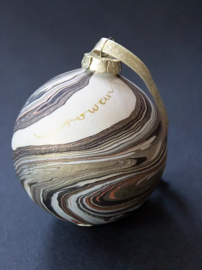 Slate & Metallics bauble with hand-written name