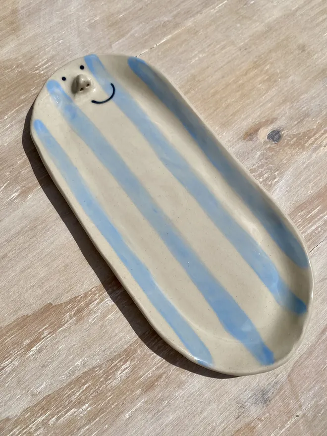 pastel blue long trinket dish
