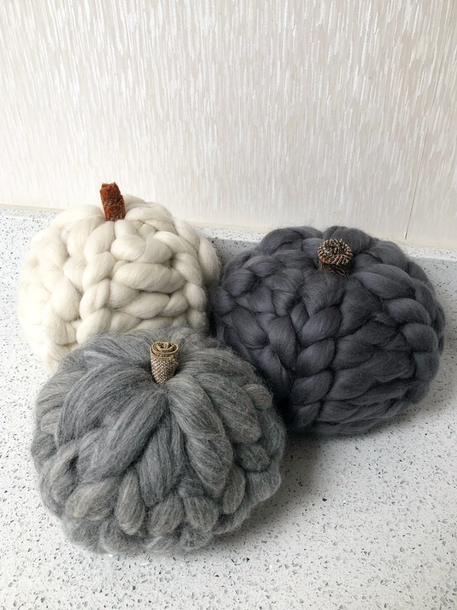 Autumnal Pumpkins Cream and Light Natural Grey