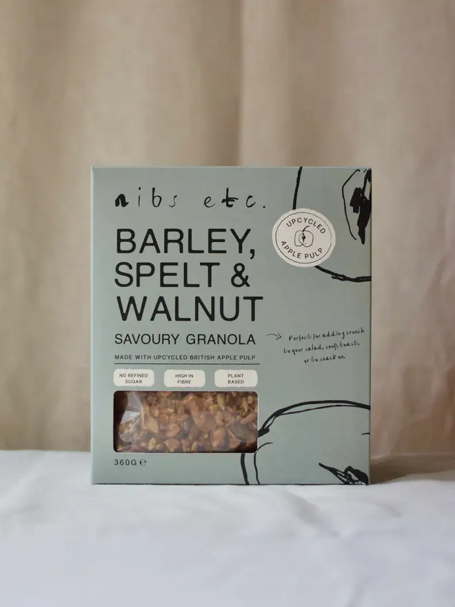 nibs etc. Barley Spelt Walnut savoury Granola Front