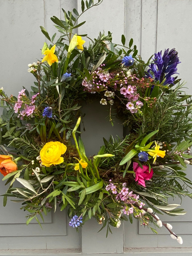 Fresh Spring Wreath Bulbs Moss Flowers