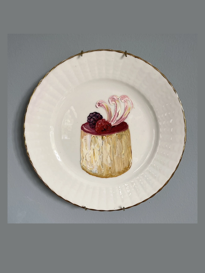 berry cake painting on plate