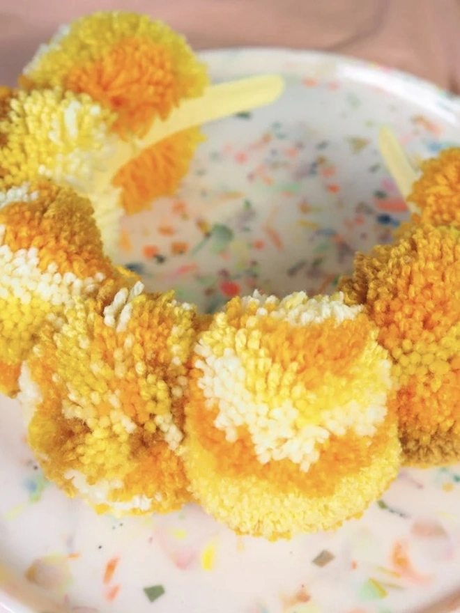 Sunflower Pom Pom Headband